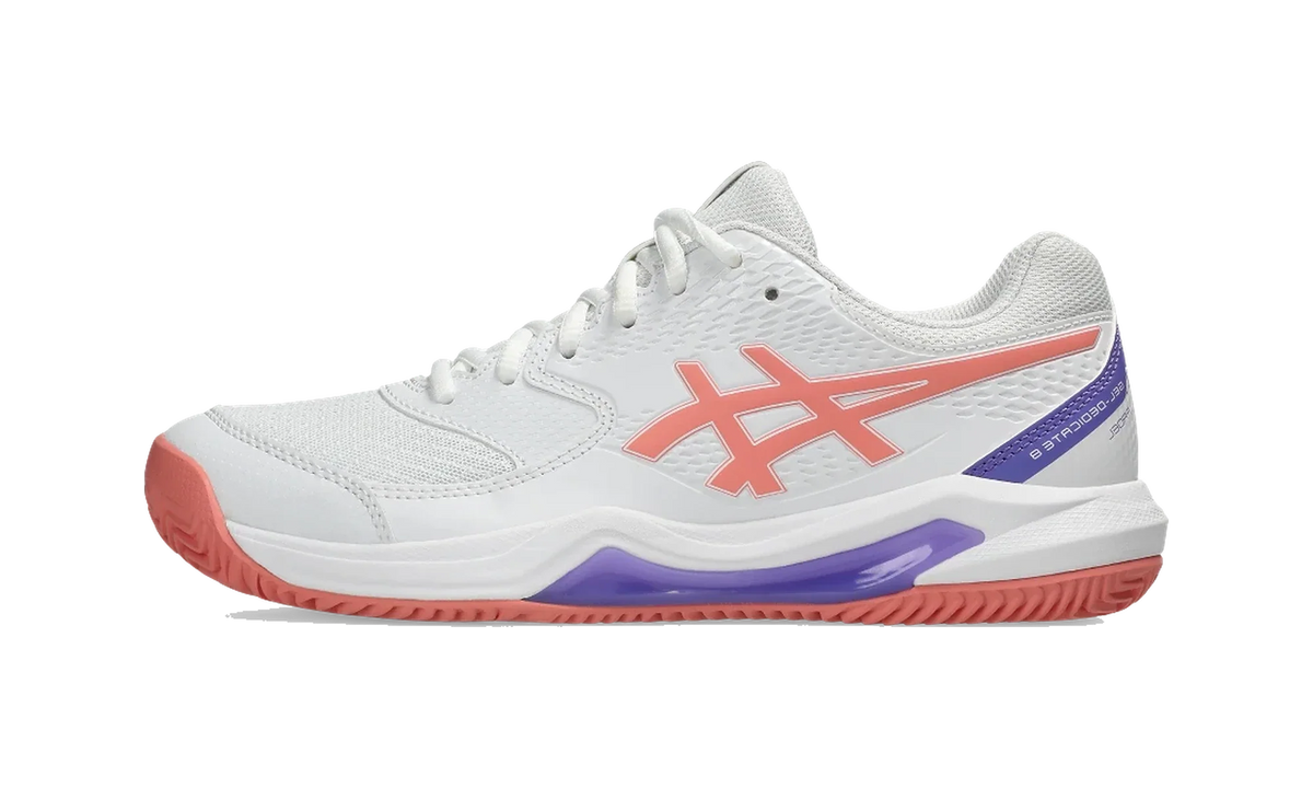 Overkicks - ASICS Gel-Dedicate 8 Padel White Guava (Womens) (1042A241-105) - vista lateral