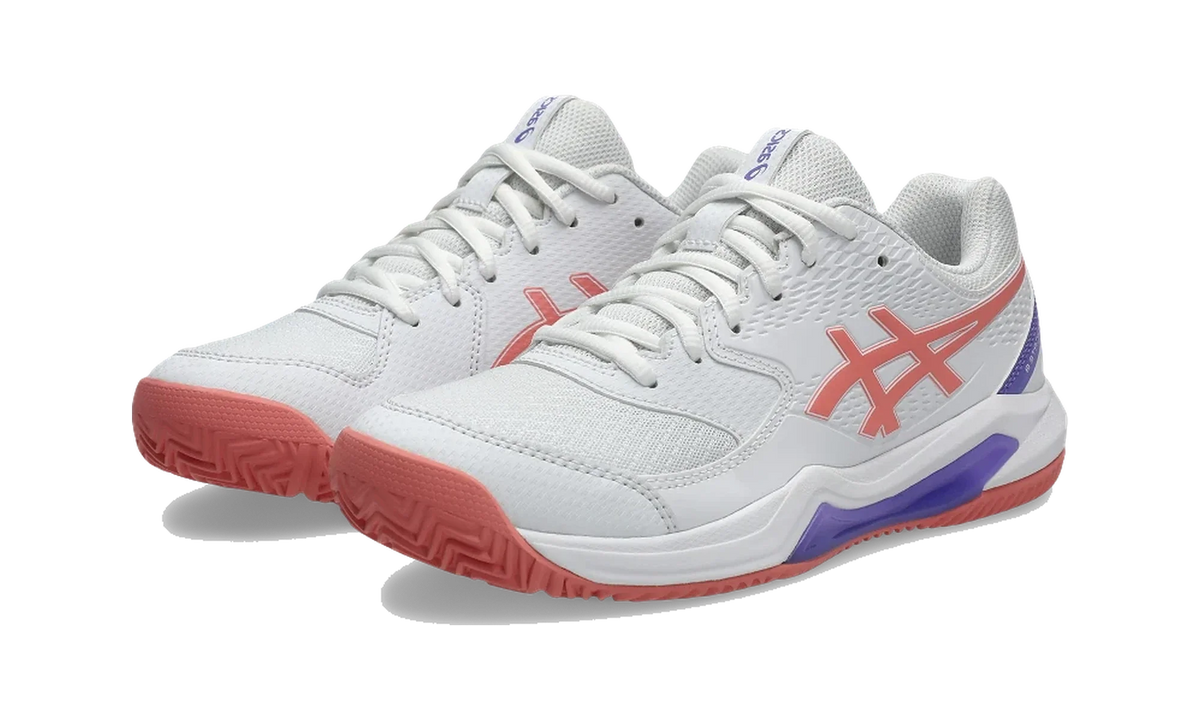 Overkicks - ASICS Gel-Dedicate 8 Padel White Guava (Womens) (1042A241-105) - vista trasera