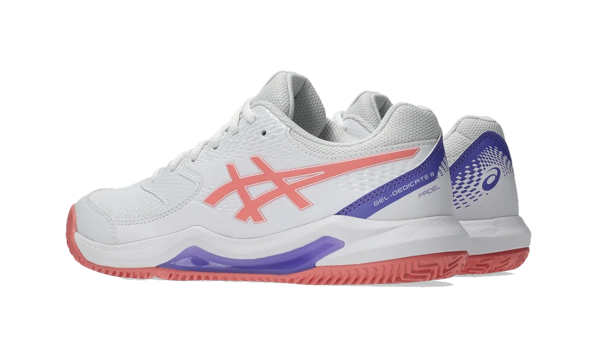 Overkicks - ASICS Gel-Dedicate 8 Padel White Guava (Womens) (1042A241-105) - par completo