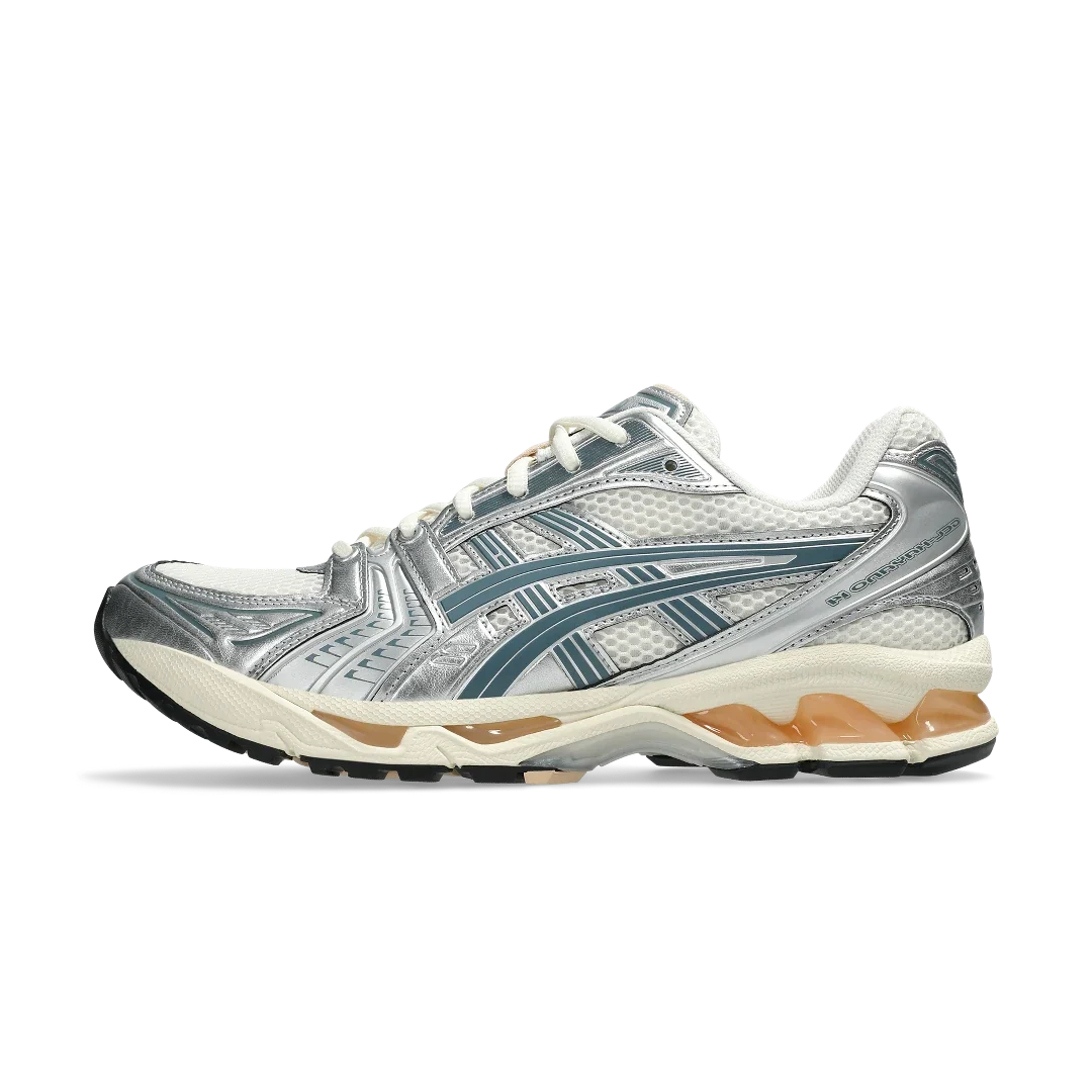 Overkicks - ASICS Gel-Kayano 14 Birch Pure Silver Teal Gold (1203A537-109) - vista lateral