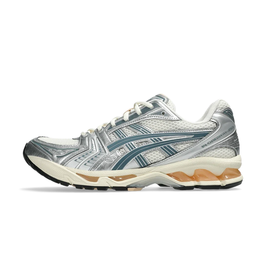Overkicks - ASICS Gel-Kayano 14 Birch Pure Silver Teal Gold (1203A537-109) - vista lateral