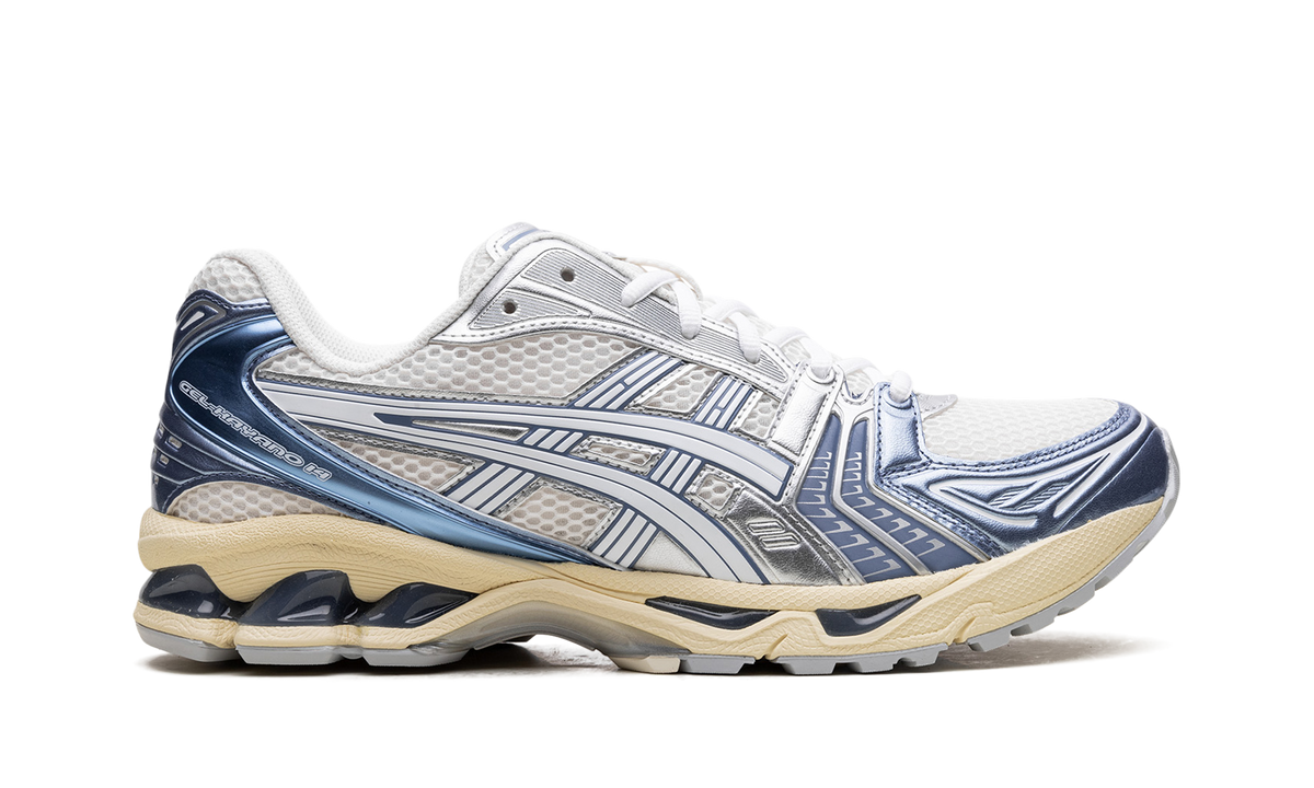 Overkicks - ASICS Gel-Kayano 14 Cream Metallic Blue (1203A537-102) - detalle talon