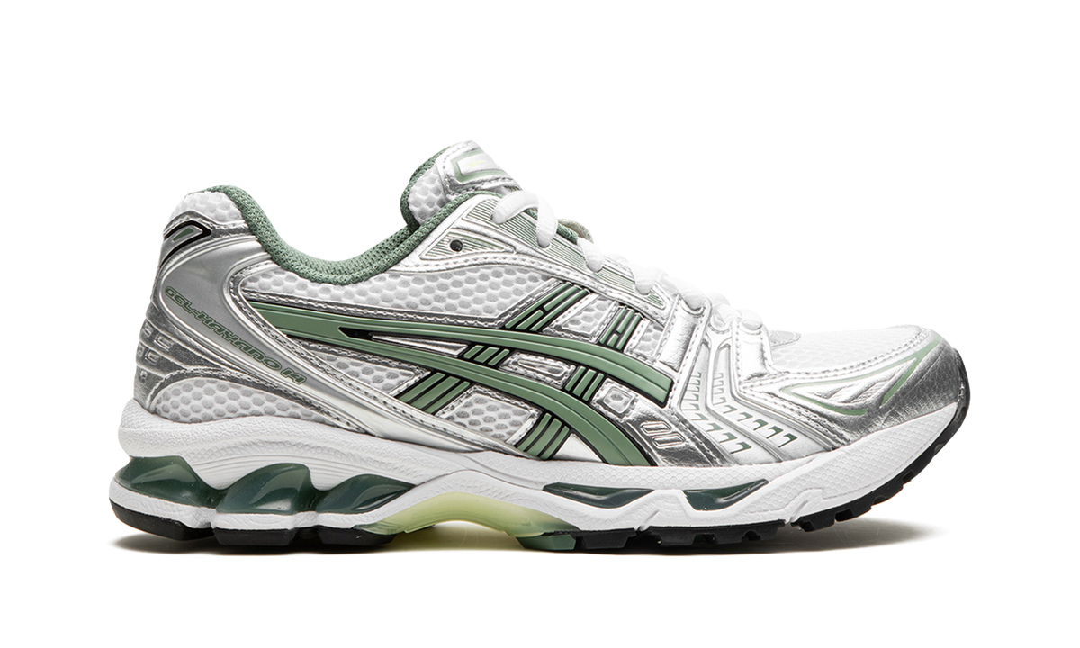 Overkicks - ASICS Gel-Kayano 14 White Pure Silver Slate Grey Sage (1201A019-107) - detalle talon