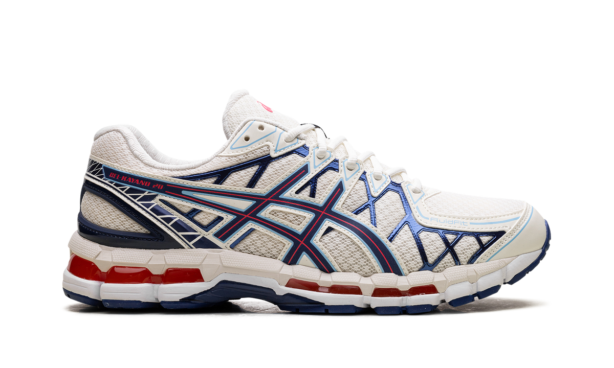 Overkicks - ASICS Gel-Kayano 20 Cream Blue Red (1203A388-101) - detalle talon