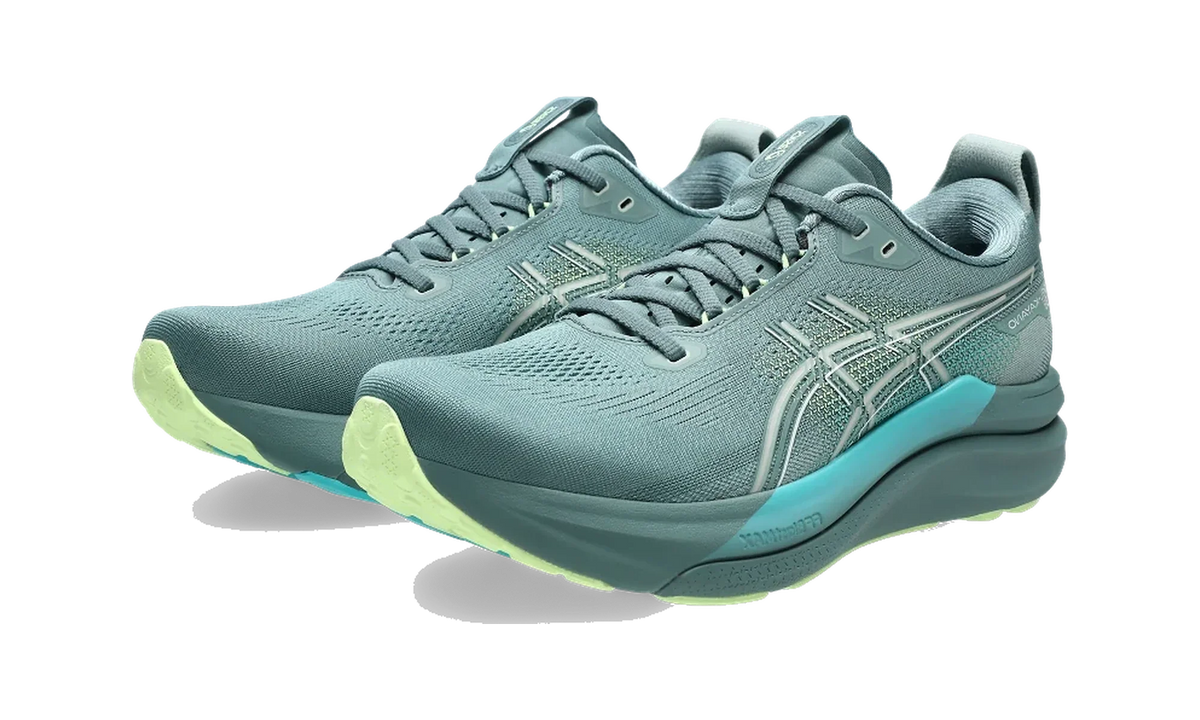 Overkicks - ASICS Gel-Kayano 33 Foggy Teal Illuminate Yellow (1011C167-403) - vista trasera