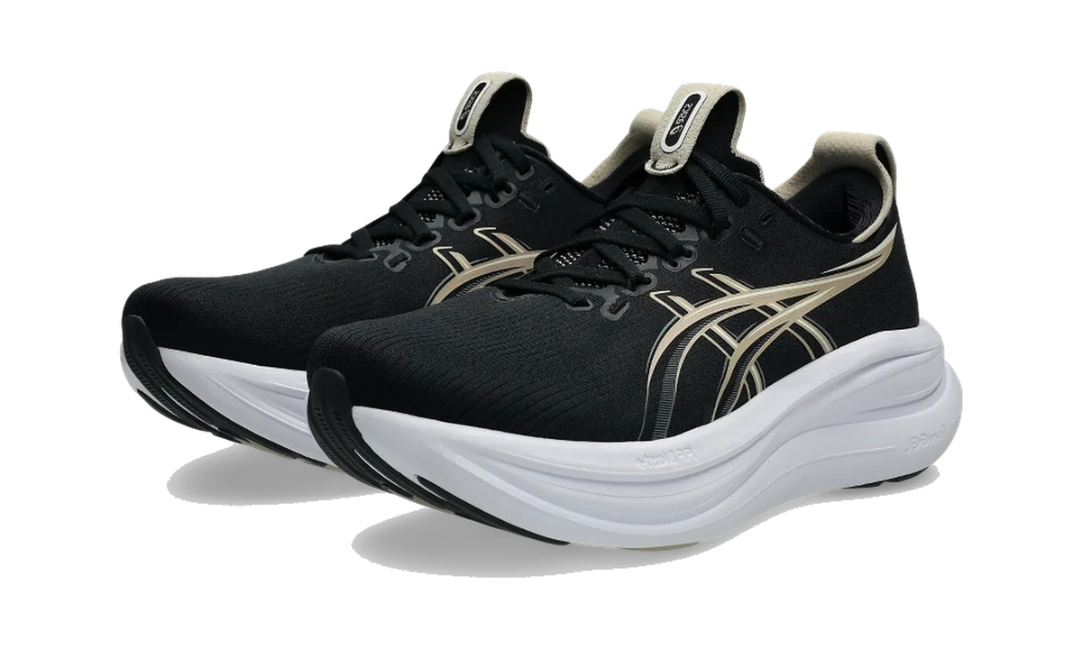 Overkicks - ASICS Gel-Nimbus 28 Black Feather Grey (Womens) (1012B899-002) - vista trasera