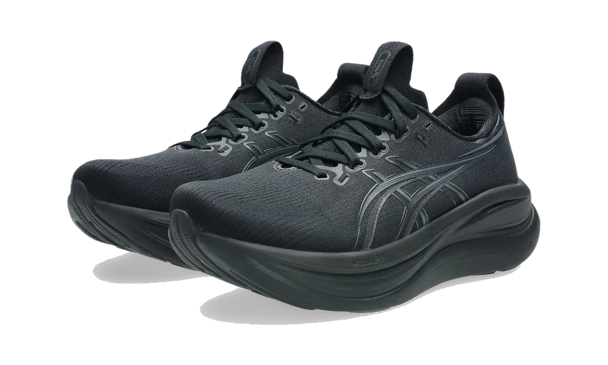 Overkicks - ASICS Gel-Nimbus 28 Black Graphite Grey (Womens) (1012B899-001) - vista trasera
