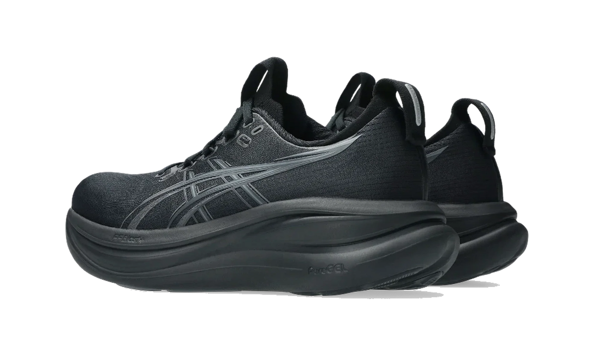 Overkicks - ASICS Gel-Nimbus 28 Black Graphite Grey (Womens) (1012B899-001) - par completo