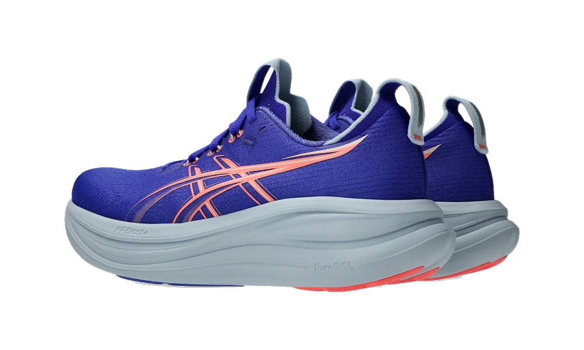 Overkicks - ASICS Gel-Nimbus 28 Cobalt Burst Sun Coral (Womens) (1012B899-401) - par completo