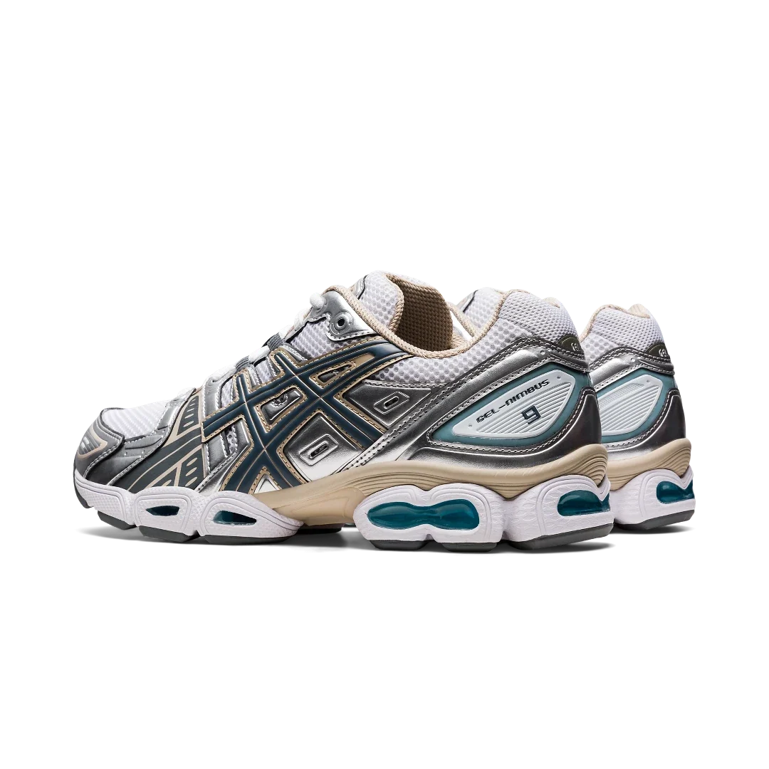 Overkicks - ASICS Gel-Nimbus 9 White Steel Grey (1201A424-102) - par completo
