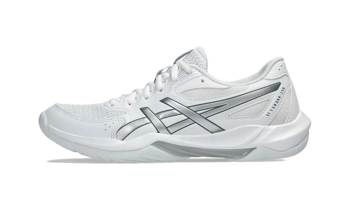 Overkicks - ASICS Gel-Rocket 12 White Pure Silver (Womens) (1072A119-101) - vista lateral