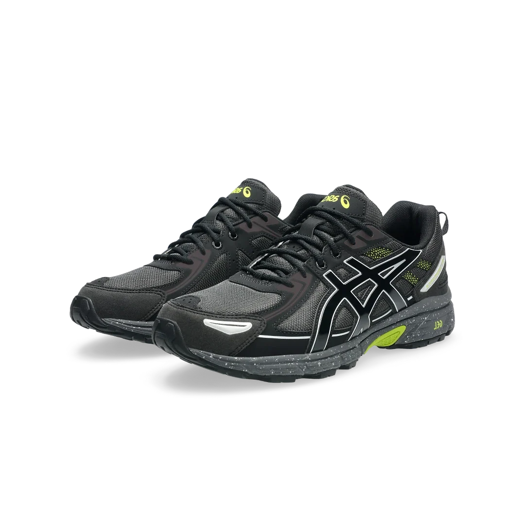 Overkicks - ASICS Gel-Venture 6 Obsidian Grey Black Lime (1203A438-027) - vista trasera