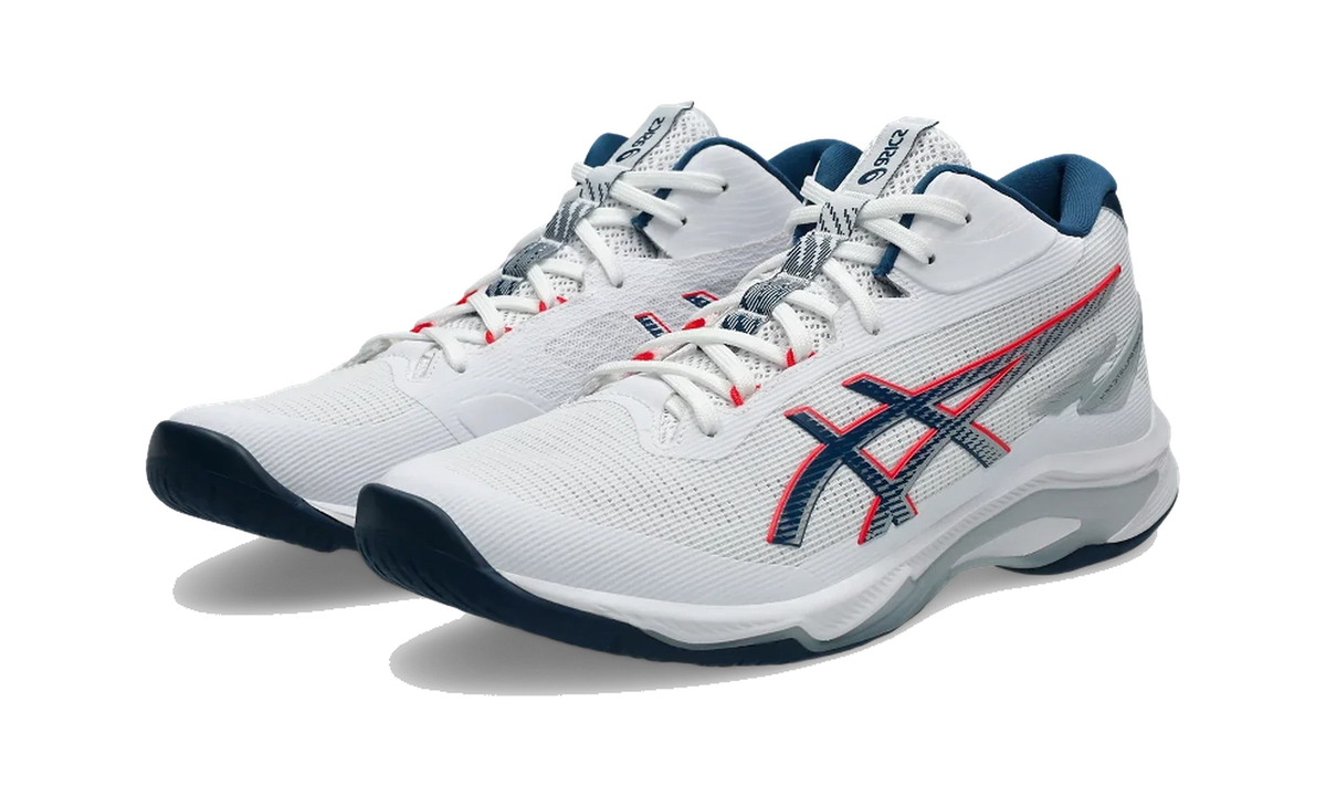 Overkicks - ASICS Netburner Ballistic FF MT 4 White Mako Blue (1051A090-101) - vista trasera