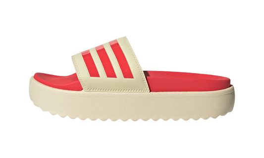 Overkicks - Adidas Adilette Platform Slides Warm Vanilla Semi Lucid Red (Womens) (JP5676) - vista lateral