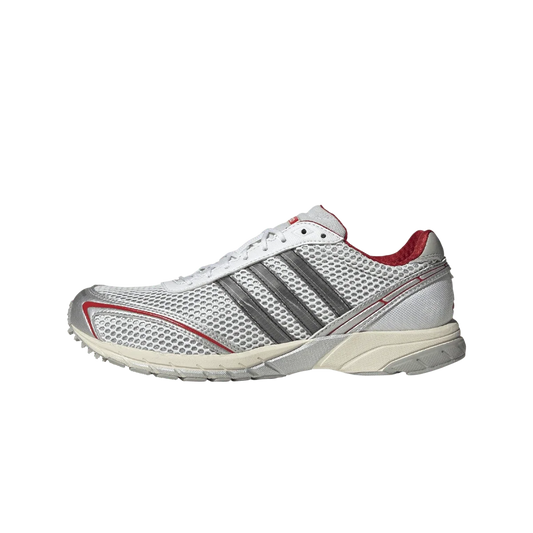 Overkicks - Adidas Adizero Adios OG Silver Metallic Better Scarlet (Womens) (KJ0999) - vista lateral