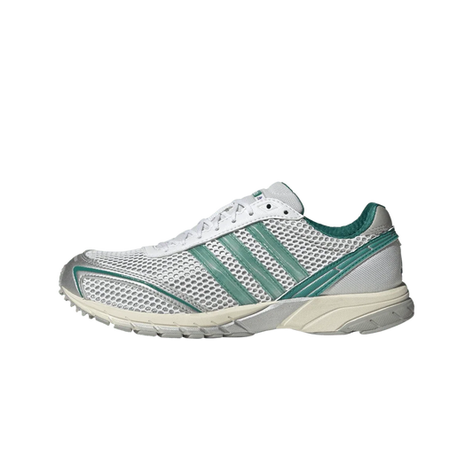 Overkicks - Adidas Adizero Adios OG Silver Metallic Power Green (Womens) (KJ1000) - vista lateral