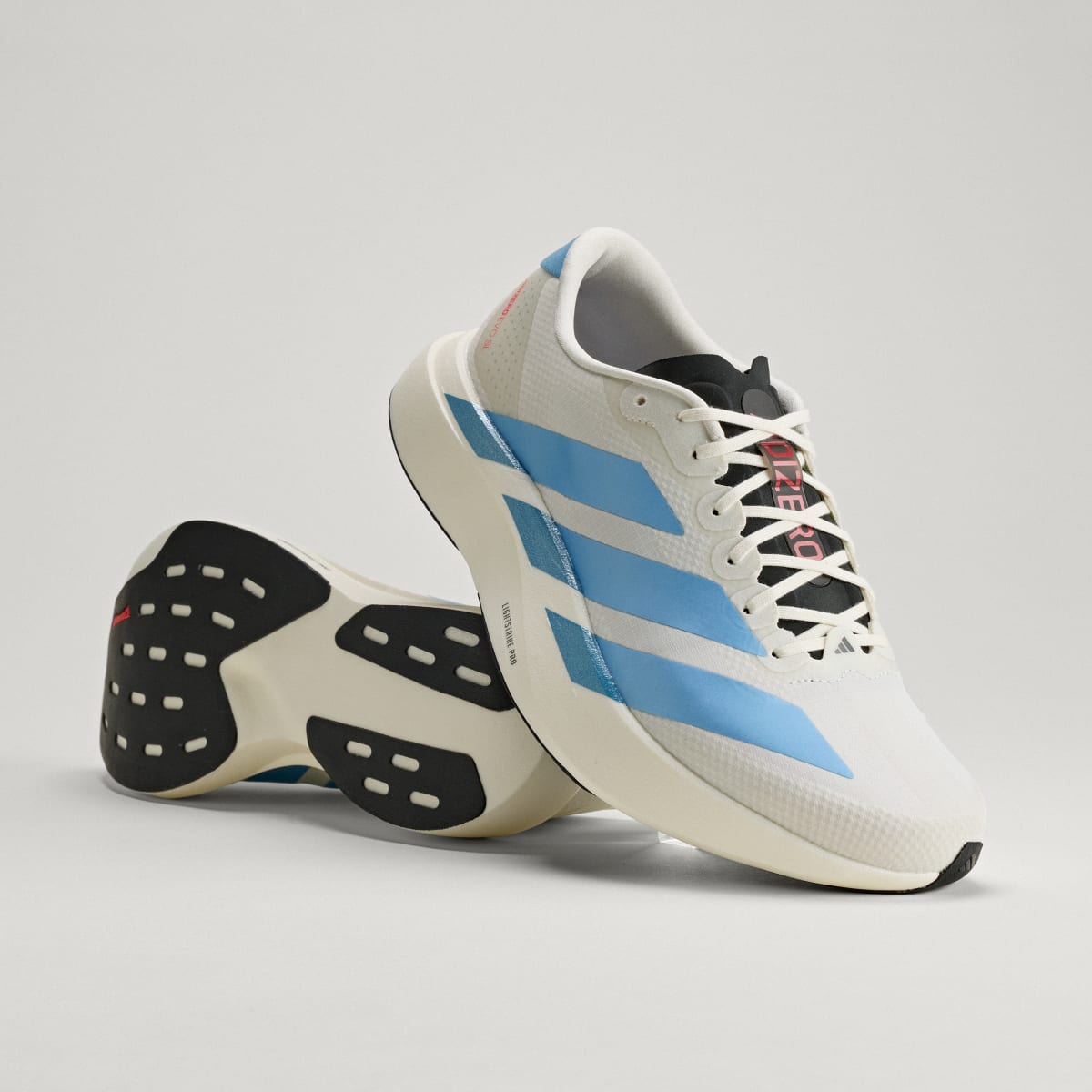 Overkicks - Adidas Adizero EVO SL Woven Off White Light Blue Red (KI1492) - vista lateral