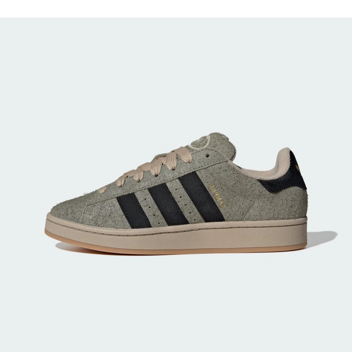Overkicks - Adidas Campus 00s Silver Pebble Black Stone Khaki (KI0930) - vista lateral