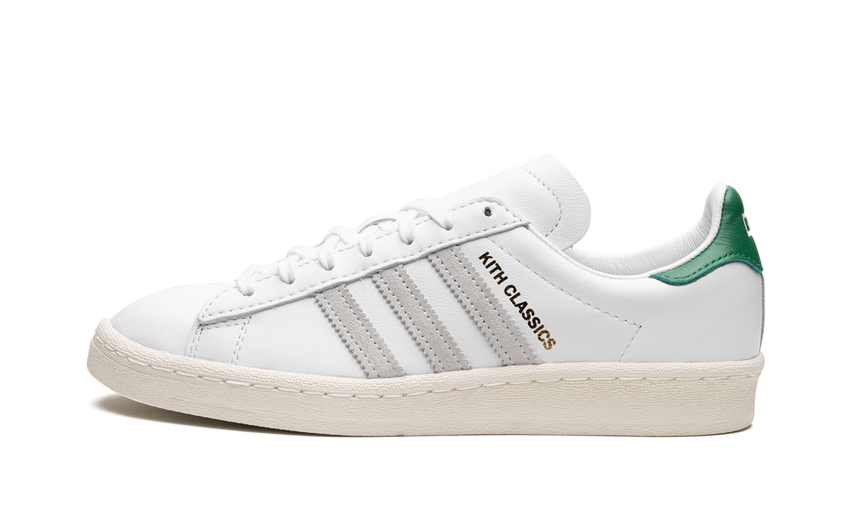 Overkicks - Adidas Campus 80s Kith Classics White Green (FY3518) - vista lateral