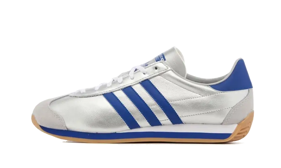 Overkicks - Adidas Country OG Matte Silver Bright Blue Cloud White (IE4230) - vista lateral