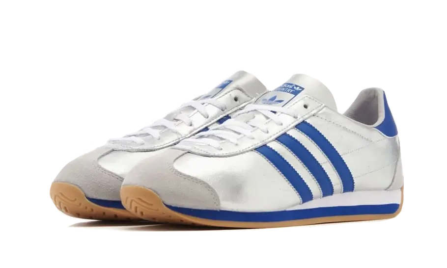 Overkicks - Adidas Country OG Matte Silver Bright Blue Cloud White (IE4230) - vista trasera