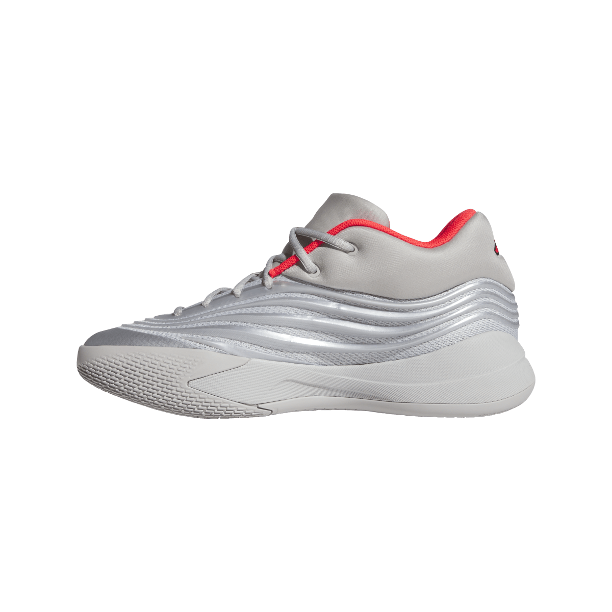 Overkicks - Adidas Dame 10 Silver Metallic Lucid Red (KJ4398) - detalle talon