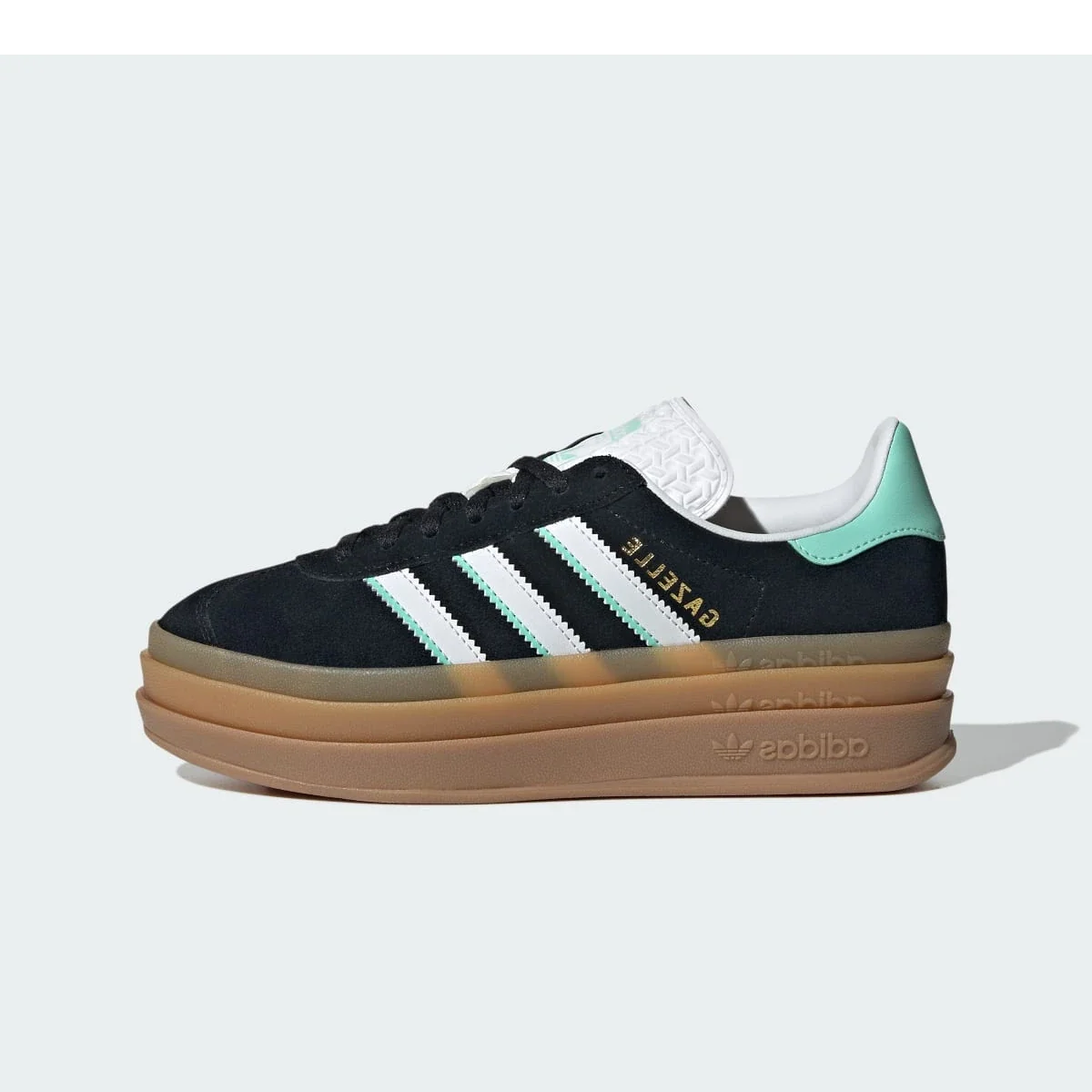Overkicks - Adidas Gazelle Bold Black White Mint Gum (GS) (IH6456) - vista lateral