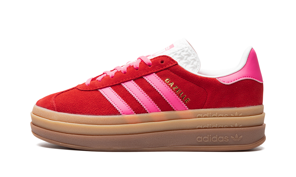 Overkicks - Adidas Gazelle Bold Collegiate Red Lucid Pink (IH7496) - vista lateral
