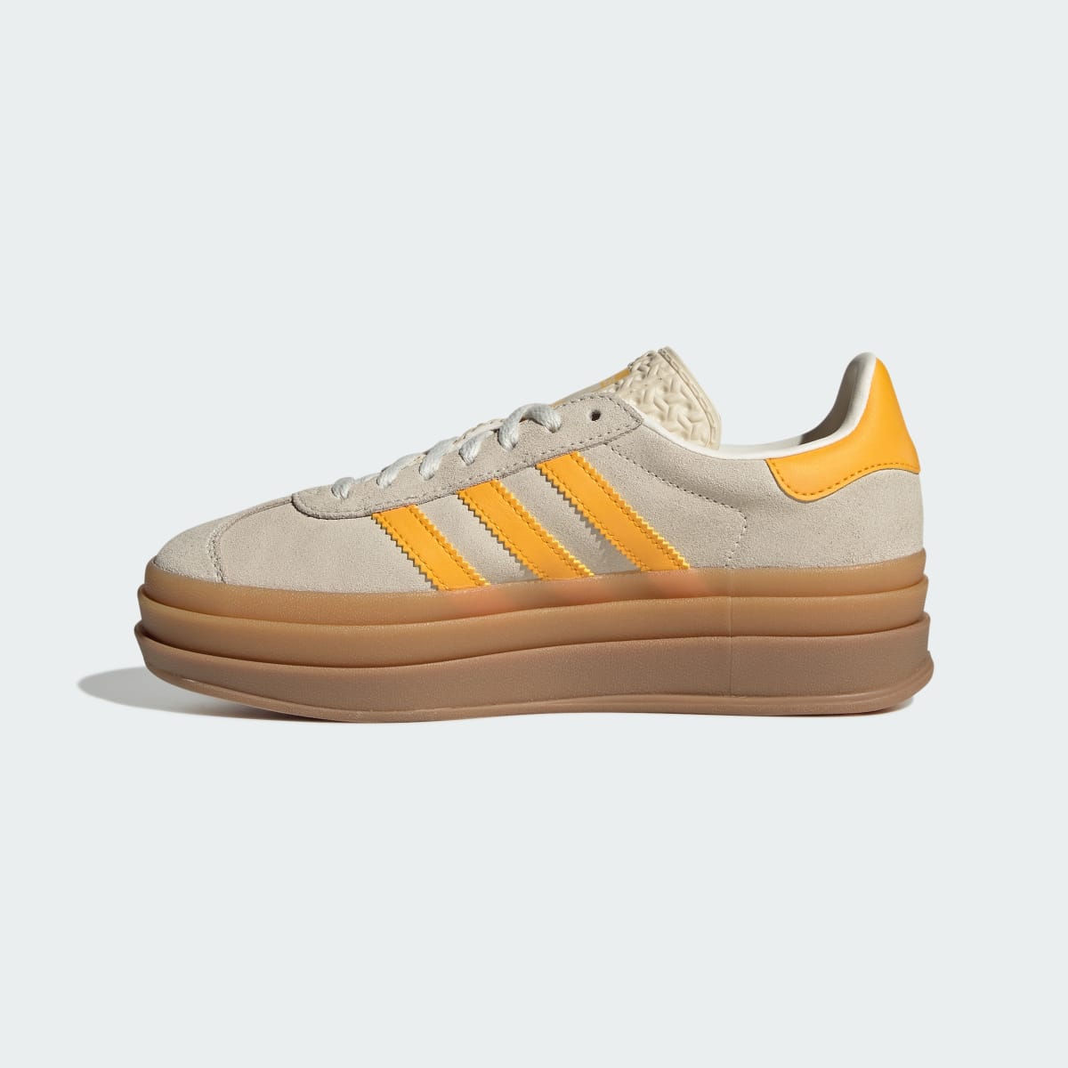 Overkicks - Adidas Gazelle Bold Wonder White Crew Yellow (IH6458) - detalle talón