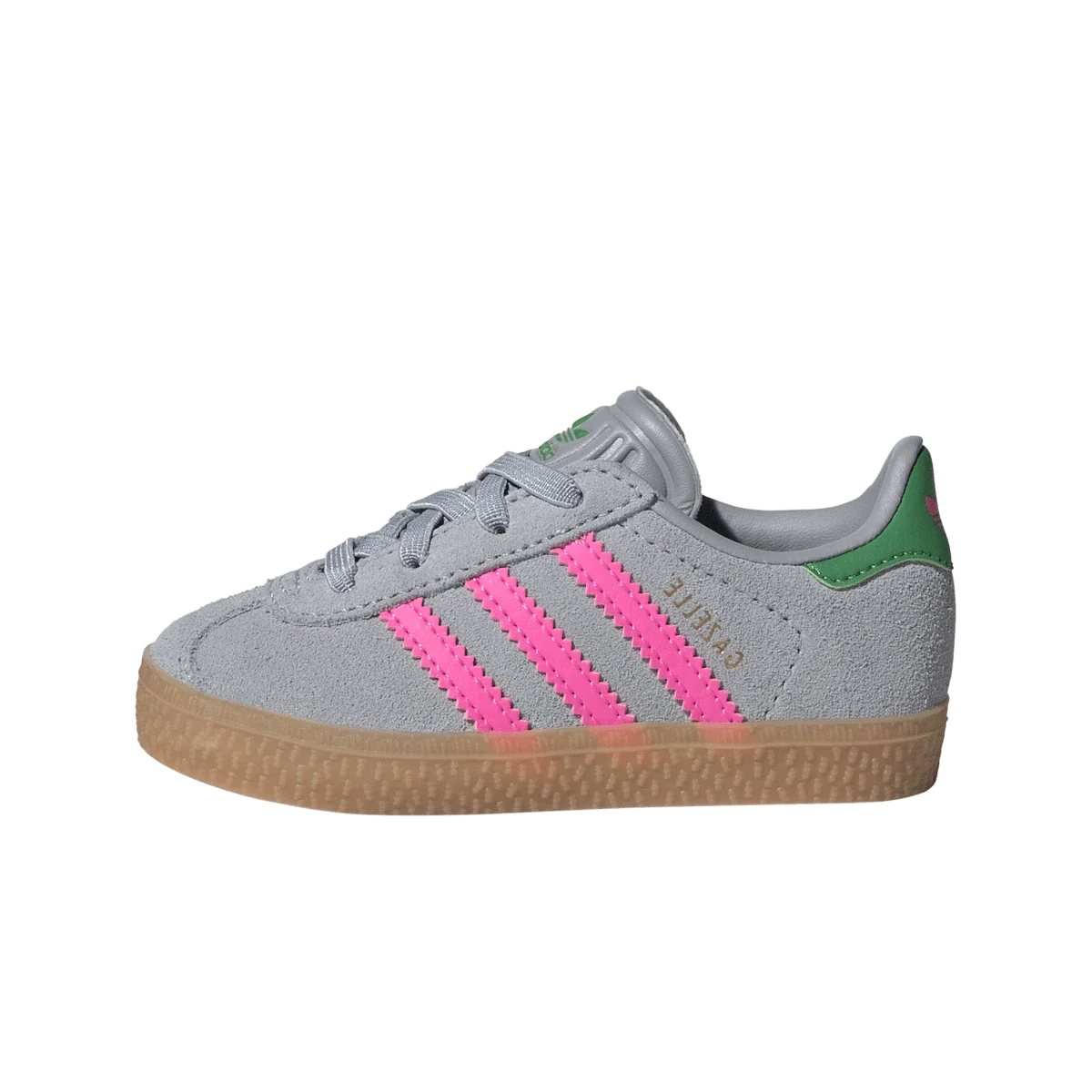 Overkicks - Adidas Gazelle Comfort Closure Halo Silver Lucid Pink Green (TD) (IH6477) - vista lateral