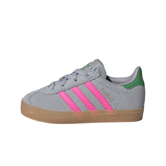 Overkicks - Adidas Gazelle Comfort Closure Halo Silver Lucid Pink Green (TD) (IH6477) - vista lateral