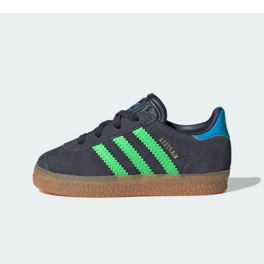 Overkicks - Adidas Gazelle Comfort Closure Shadow Navy Screaming Green (TD) (IH6476) - vista lateral