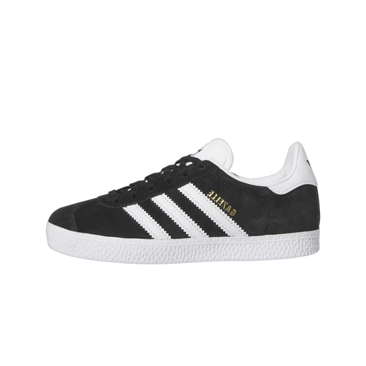 Overkicks - Adidas Gazelle Core Black Cloud White Gold Metallic (PS) (BB2507) - vista lateral