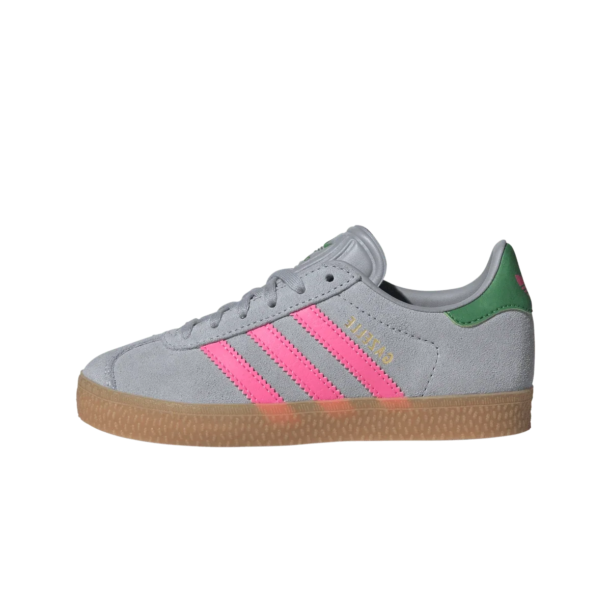 Overkicks - Adidas Gazelle Halo Silver Lucid Pink Green (PS) (IH6472) - vista lateral