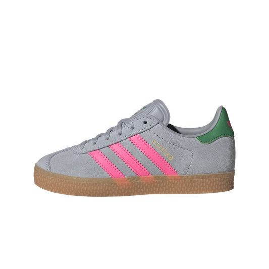 Overkicks - Adidas Gazelle Halo Silver Lucid Pink Green (PS) (IH6472) - vista lateral