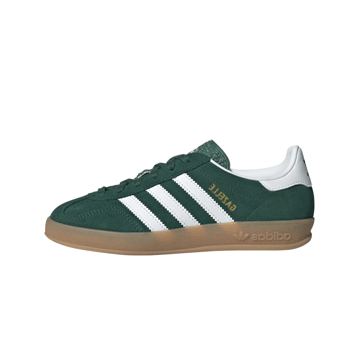Overkicks - Adidas Gazelle Indoor Collegiate Green Cloud White Gum (GS) (JS3800) - vista lateral