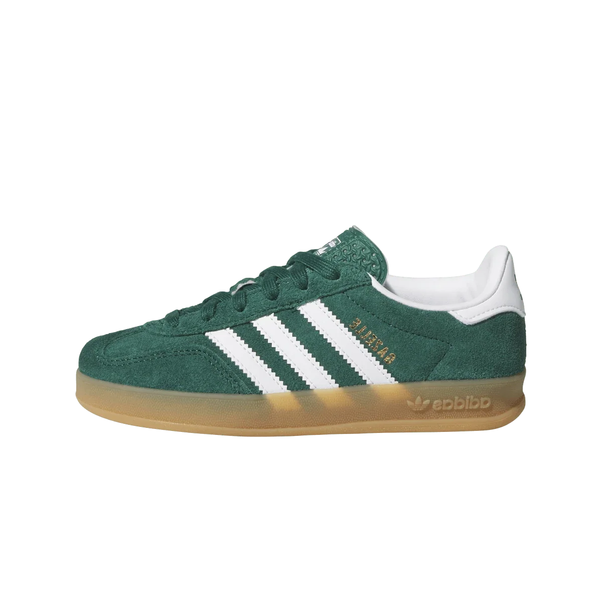 Overkicks - Adidas Gazelle Indoor Collegiate Green White Gum (PS) (IH9134) - vista lateral