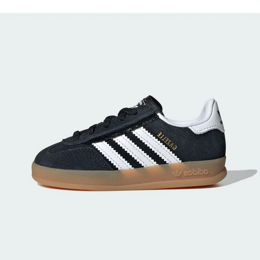 Overkicks - Adidas Gazelle Indoor Comfort Closure Black White Gum (TD) (IH9131) - vista lateral