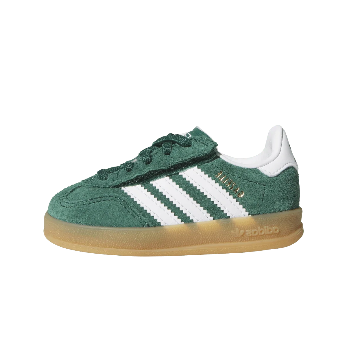 Overkicks - Adidas Gazelle Indoor Comfort Closure Collegiate Green White Gum (TD) (IH9130) - vista lateral