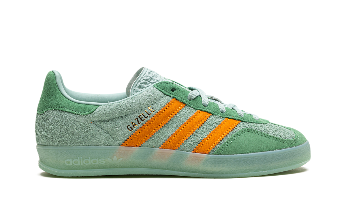 Overkicks - Adidas Gazelle Indoor Hazy Green Crew Yellow (IG6783) - detalle talón