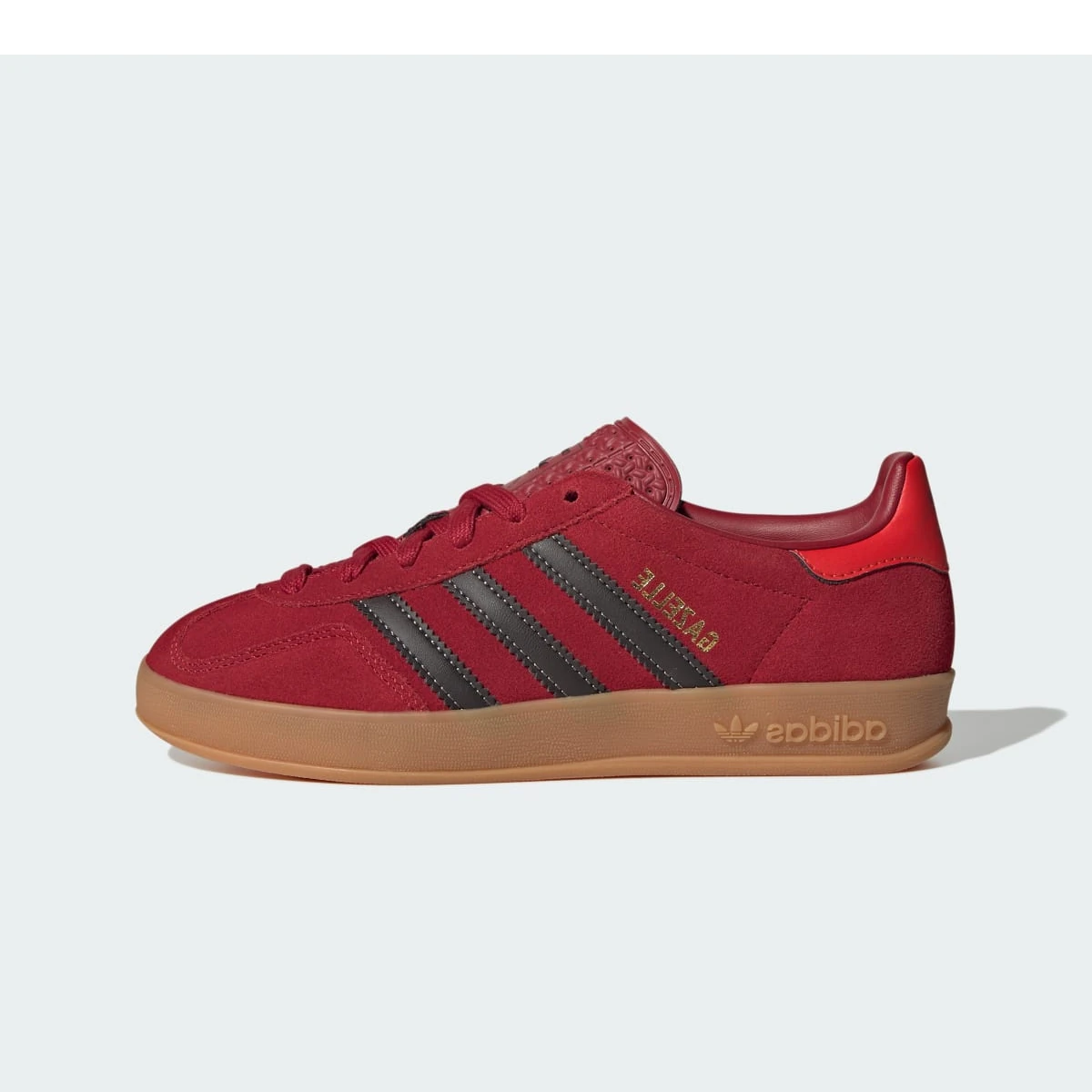 Overkicks - Adidas Gazelle Indoor Team Victory Red Aurora Coffee (IH6448) - vista lateral