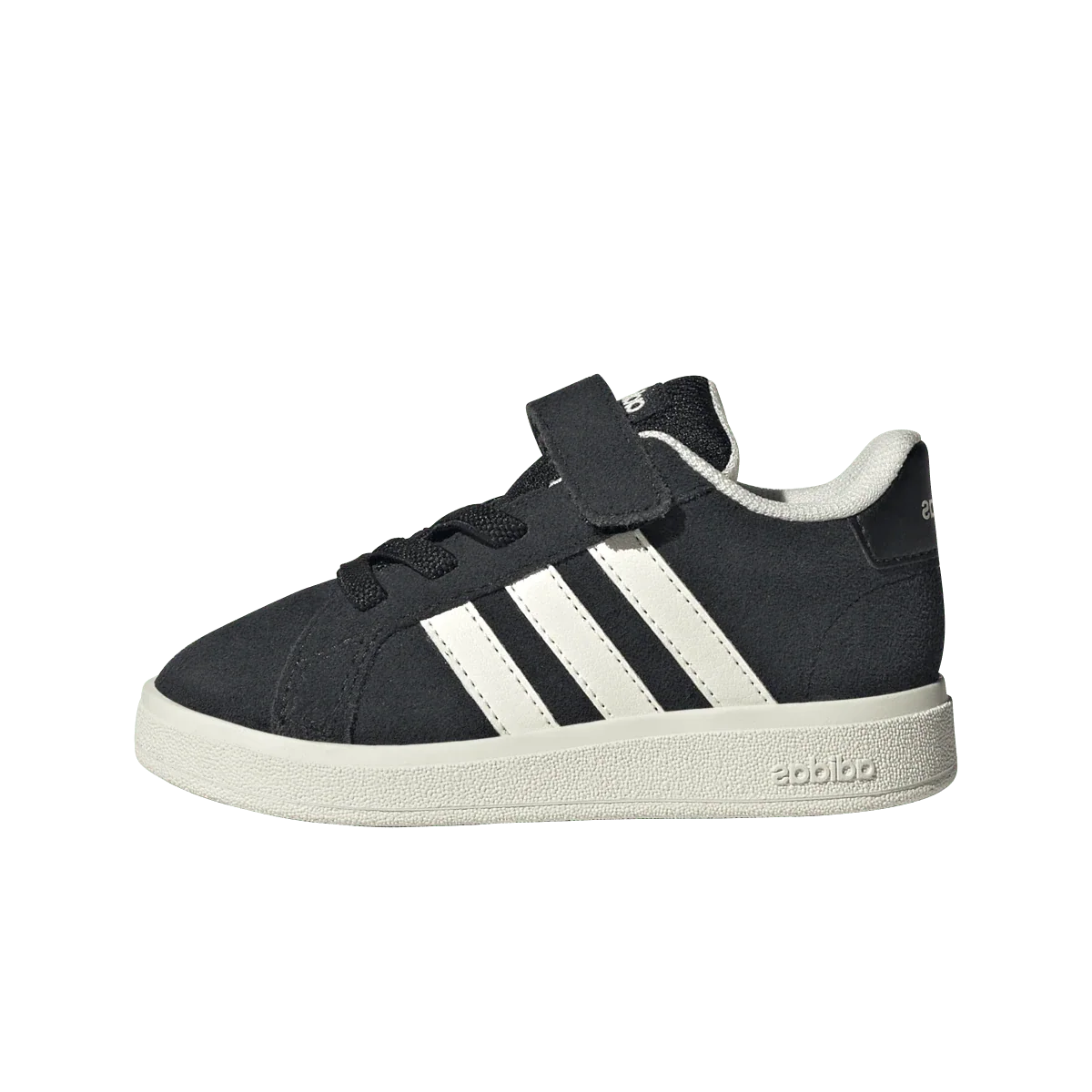 Overkicks - Adidas Grand Court 2.0 Core Black Off White Cloud White (TD) (JR0779) - vista lateral