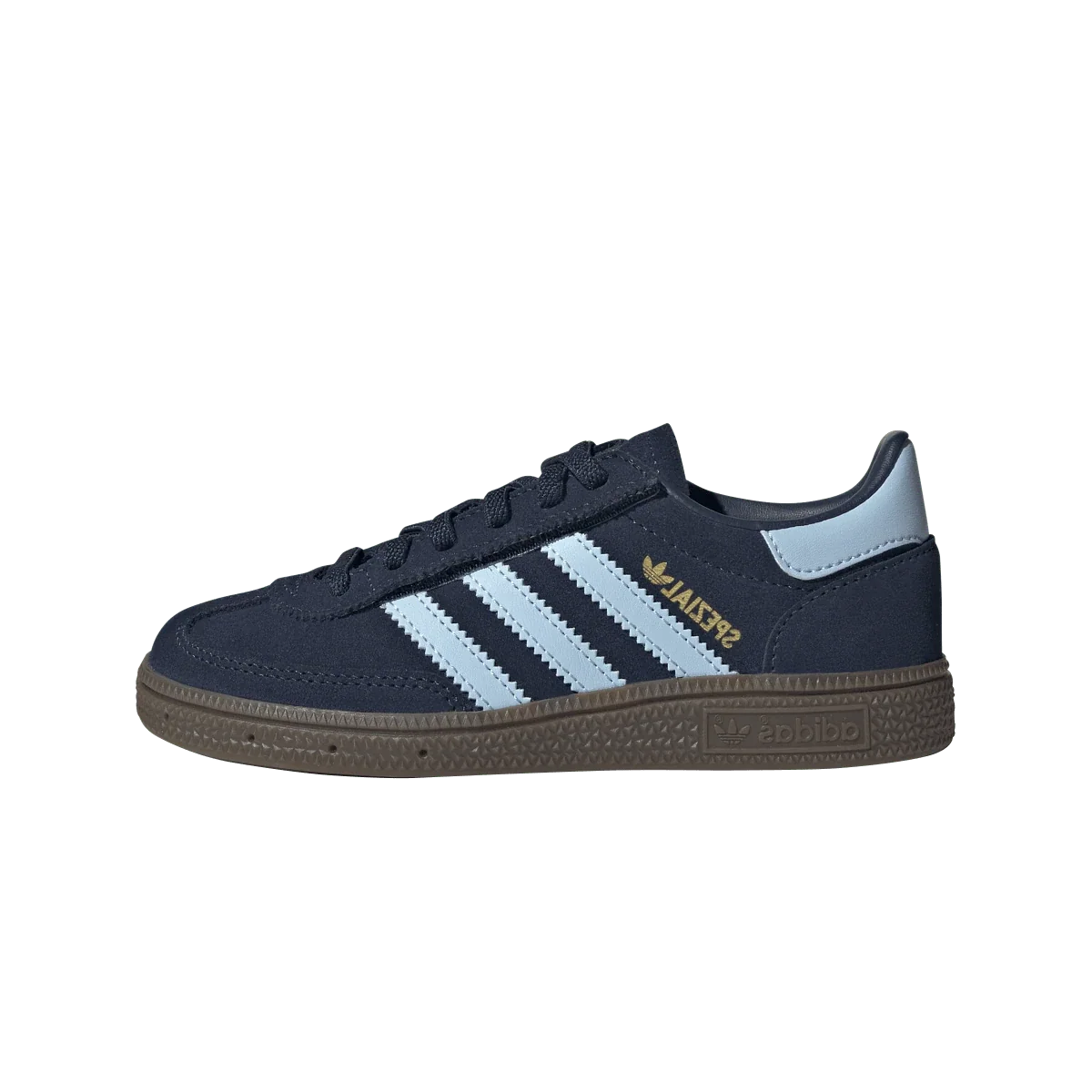 Overkicks - Adidas Handball Spezial Comfort Closure Collegiate Navy Clear Sky Gum (PS) (JQ6380) - vista lateral