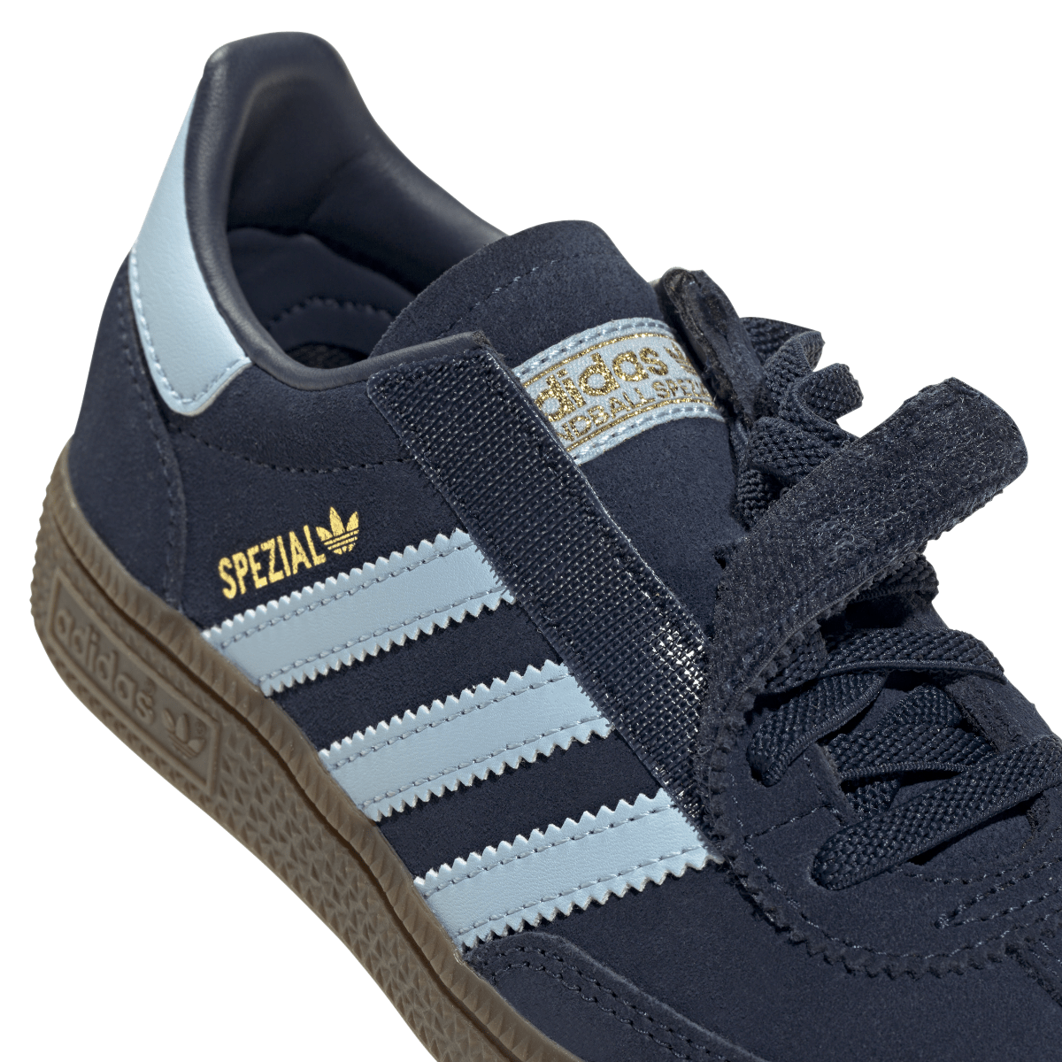 Overkicks - Adidas Handball Spezial Comfort Closure Collegiate Navy Clear Sky Gum (PS) (JQ6380) - imagen 9