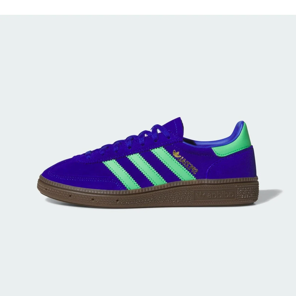 Overkicks - Adidas Handball Spezial Lucid Blue Semi Screaming Green (GS) (JP9555) - vista lateral