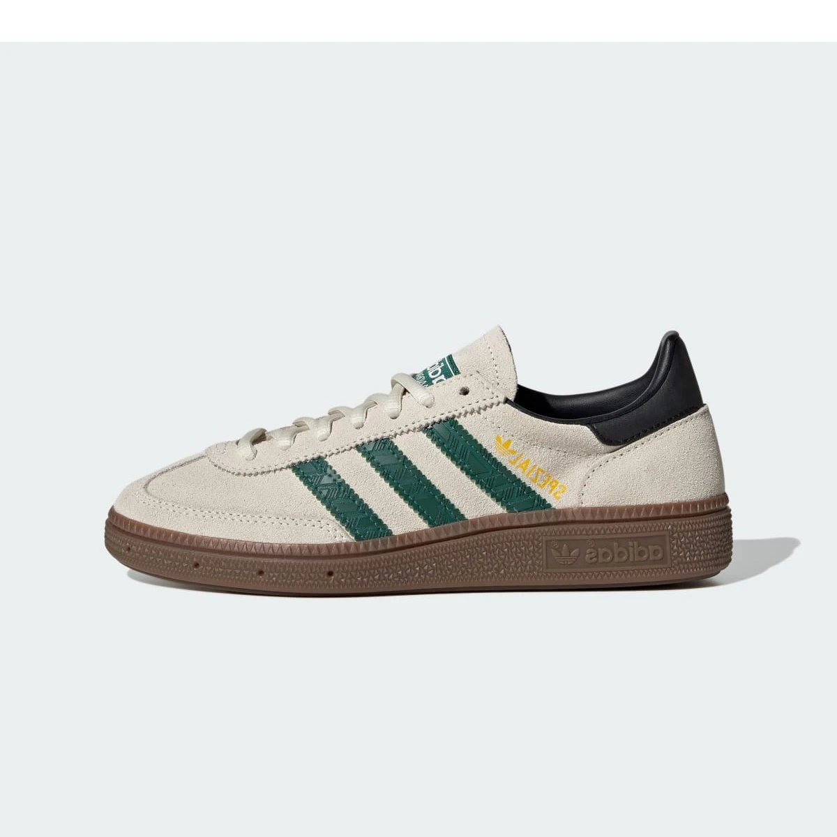 Overkicks - Adidas Handball Spezial Off White Collegiate Green (JP9562) - vista lateral