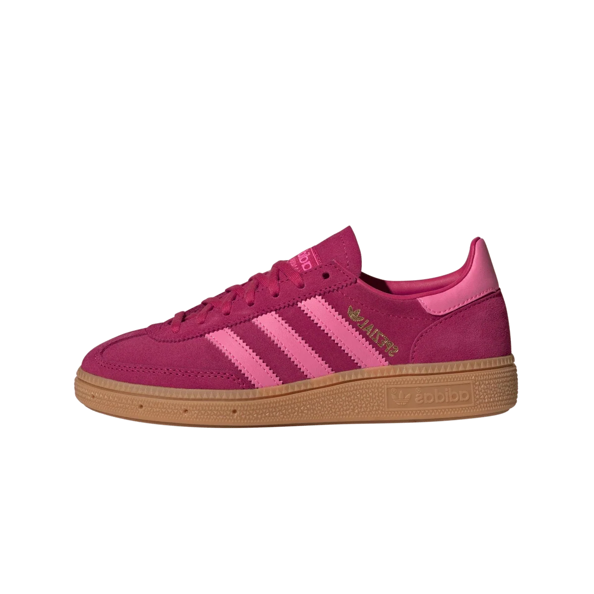 Overkicks - Adidas Handball Spezial Ruby Red Lucid Pink Gum (GS) (JP7999) - vista lateral