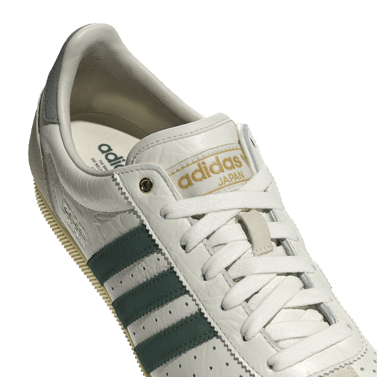 Overkicks - Adidas Japan Off White Collegiate Green Orange Tint (Womens) (JI2663) - detalle lateral interior