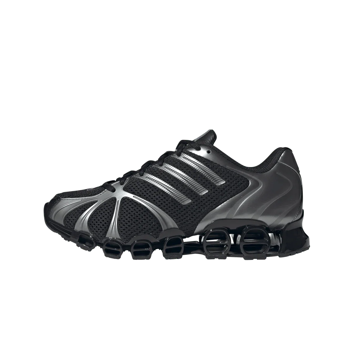 Overkicks - Adidas Mega Ghostride Core Black Iron Metallic (Womens) (JQ0553) - vista lateral
