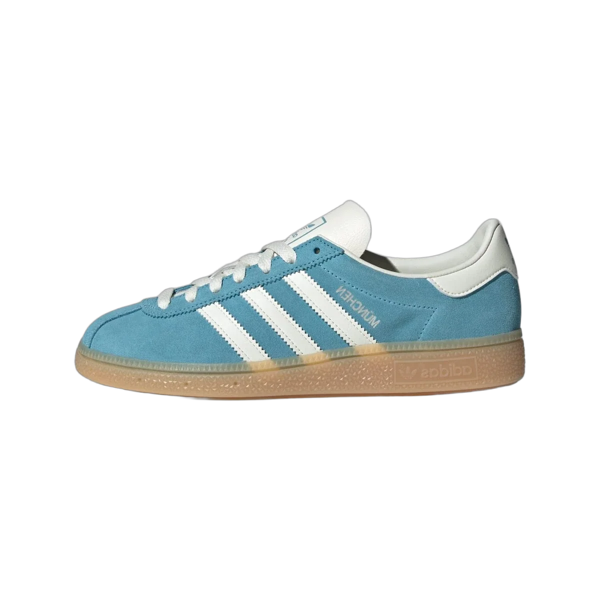 Overkicks - Adidas Muenchen Preloved Blue Off White Silver Metallic (Womens) (JS3991) - vista lateral